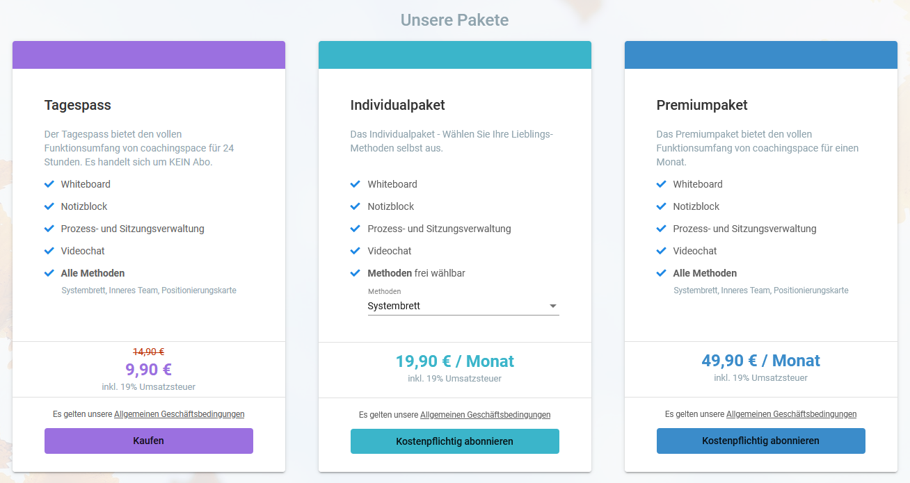 Den Shop findet ihr in eurem coachingspace-Account links unter &ldquo;Verwaltung&rdquo;