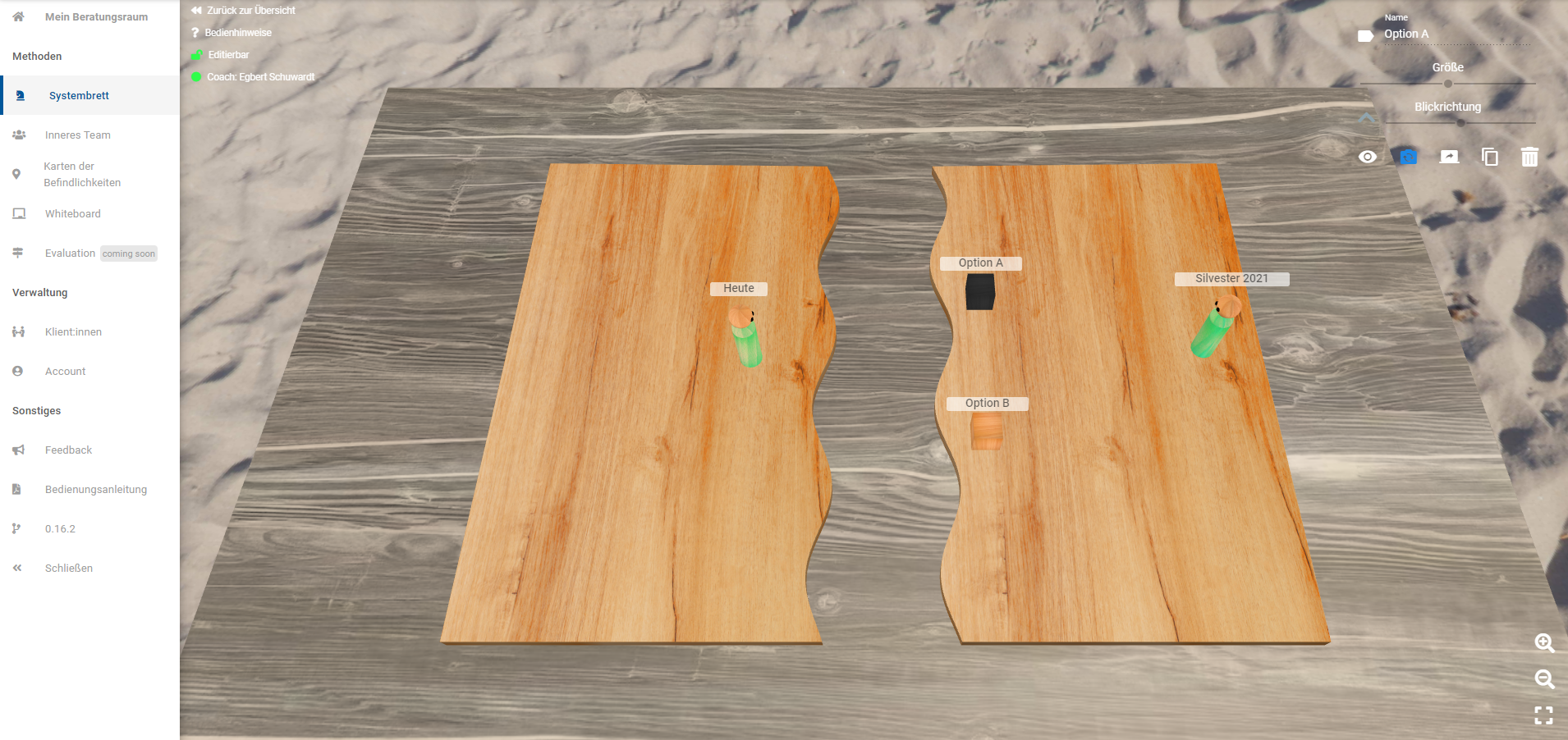 Eine m&ouml;gliche Grundaufstellung, z. B. wenn ein Mediand vor der Wahl zweier Optionen steht